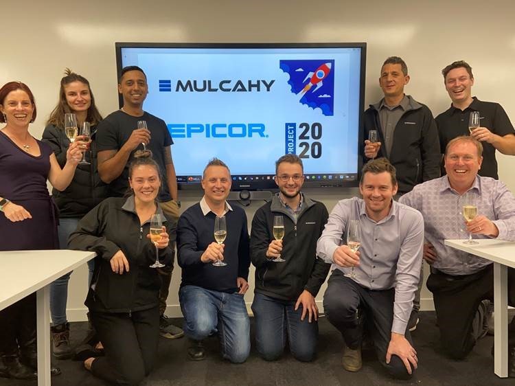 Team with champagne glasses